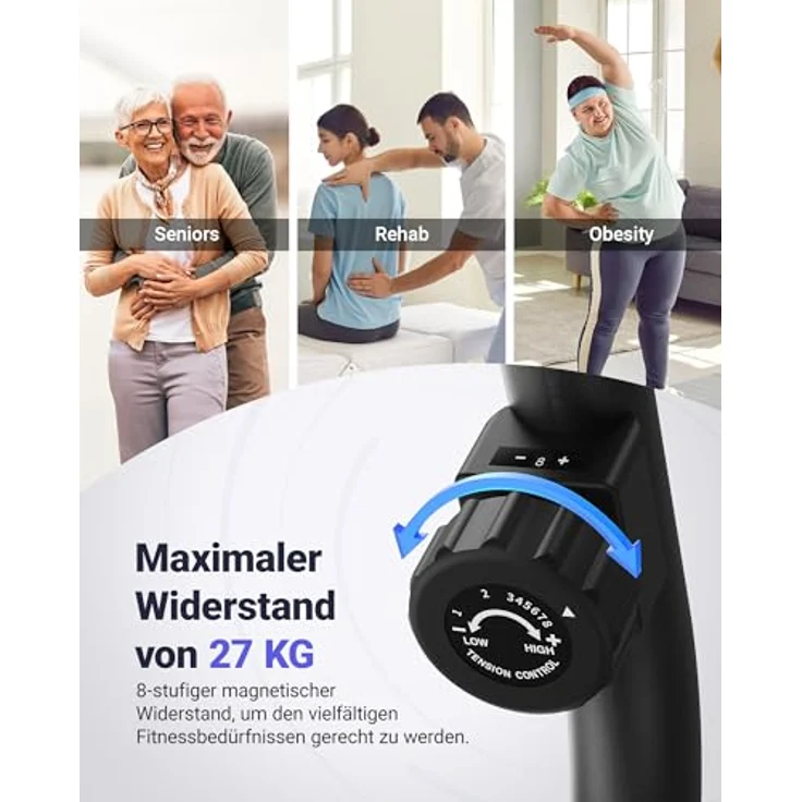 MERACH Liegeergometer S08 für Zuhause mit 8 verstellbaren Widerstandsstufen, Smart Bluetooth, LCD-Display und Herzfrequenzsensoren, schwarz – Bild 5