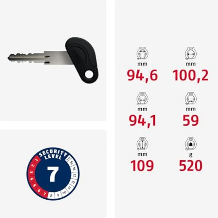 ABUS PRO TECTIC 4960 NR, Rahmenschloss mit 8,5 mm starkem Bügel und Sicherheitslevel 7, schwarz – Bild 3