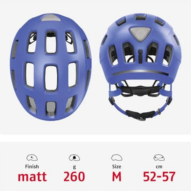 ABUS Youn-I 2.0 Fahrradhelm, Kinder- und Jugendhelm mit Licht, mono blau, Größe M – Bild 3
