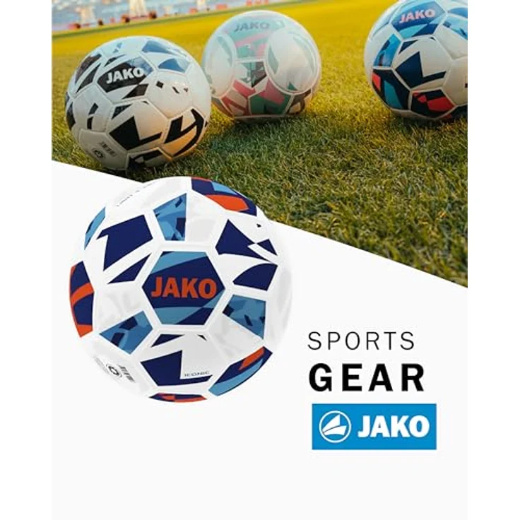 JAKO Lightball Iconic, Fußball Größe 4 (290g) mit 32-Panel-Design, weiß/Navy/Neonorange, langlebige Hybrid-Technologie – Bild 2
