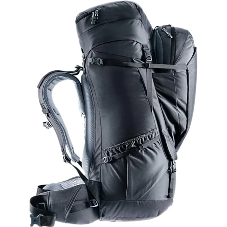 deuter Voyager 65+10 Reiserucksack mit Contact-Rückensystem, Transport-Cover und Daypack, schwarz – Bild 3