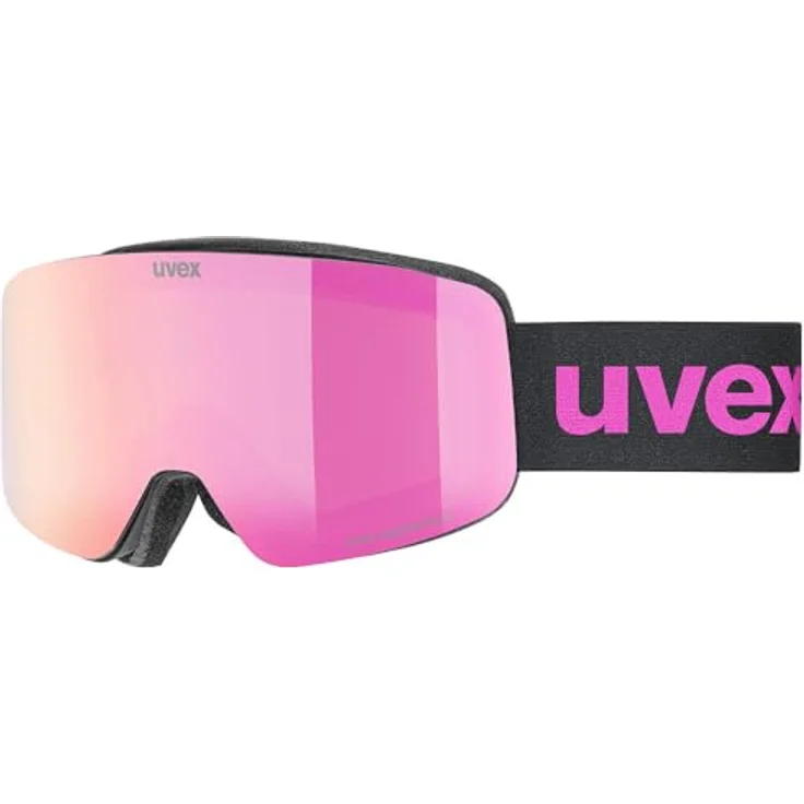 uvex pwdr FM, Skibrille für Kinder mit Visier, beschlagfrei, schwarz matt/pink-clear, one size, 100% UV-Schutz – Bild 1