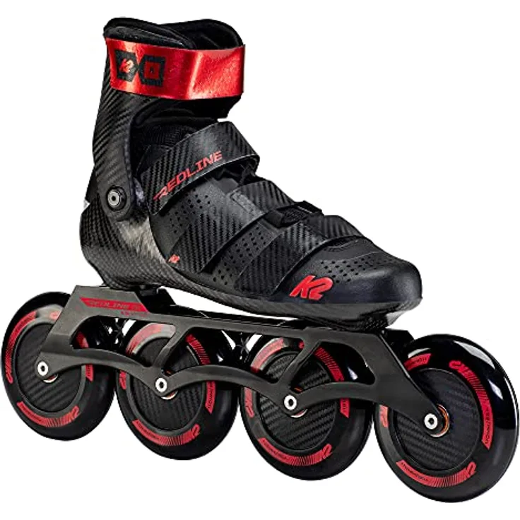 K2 Skates REDLINE 110 Inline Skates Unisex, schwarz-rot, Größe EU: 38, hochgeschwindigkeits Marathon-Skates mit Carbon Cuff und Flash Disc Rollen