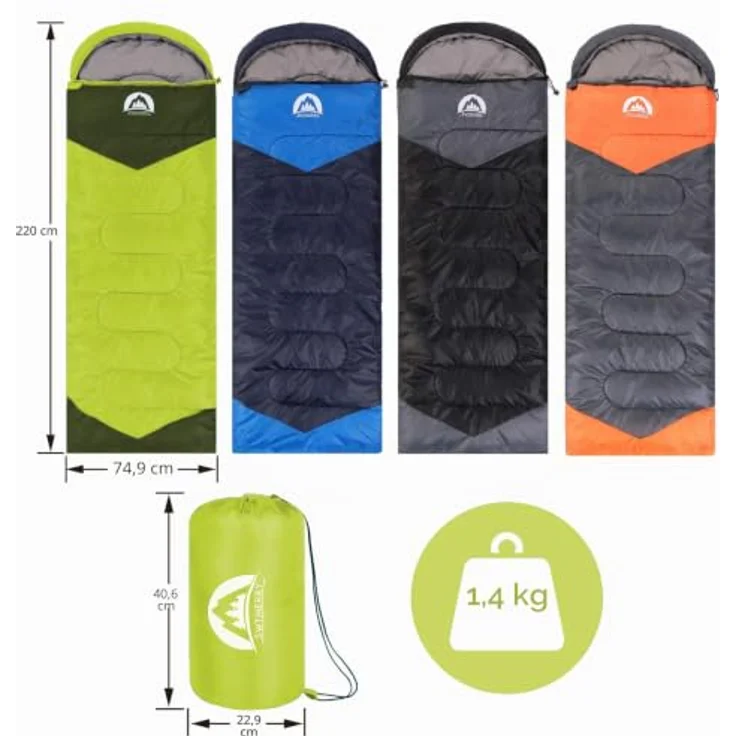 SWTMERRY Schlafsack für 3-4 Jahreszeiten, wasserdicht und atmungsaktiv, leicht, für Jugendliche und Erwachsene, ideal für Wandern und Campen – Bild 2