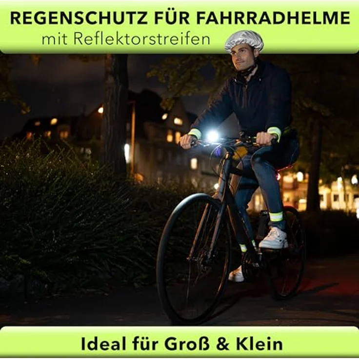 AVANA Regenschutz für Fahrradhelm, reflektierende Abdeckung mit 360 Grad Sichtbarkeit, wasserdicht, hellgrau – Bild 2