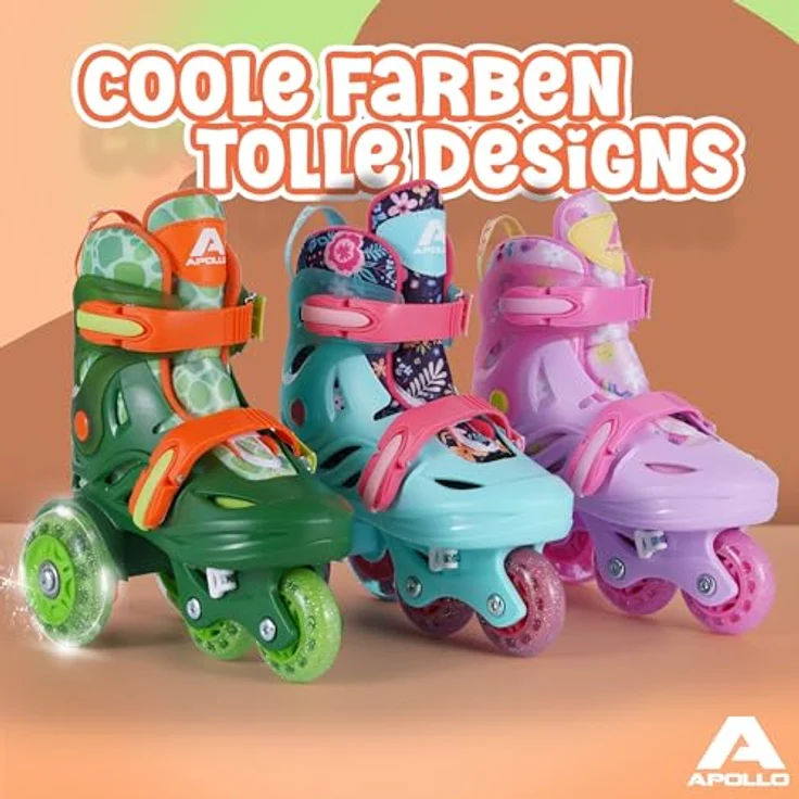Apollo Kids My 1st Skates, größenverstellbare Kinderrollschuhe mit LED-Rollen, Größe 26–30 – Bild 6