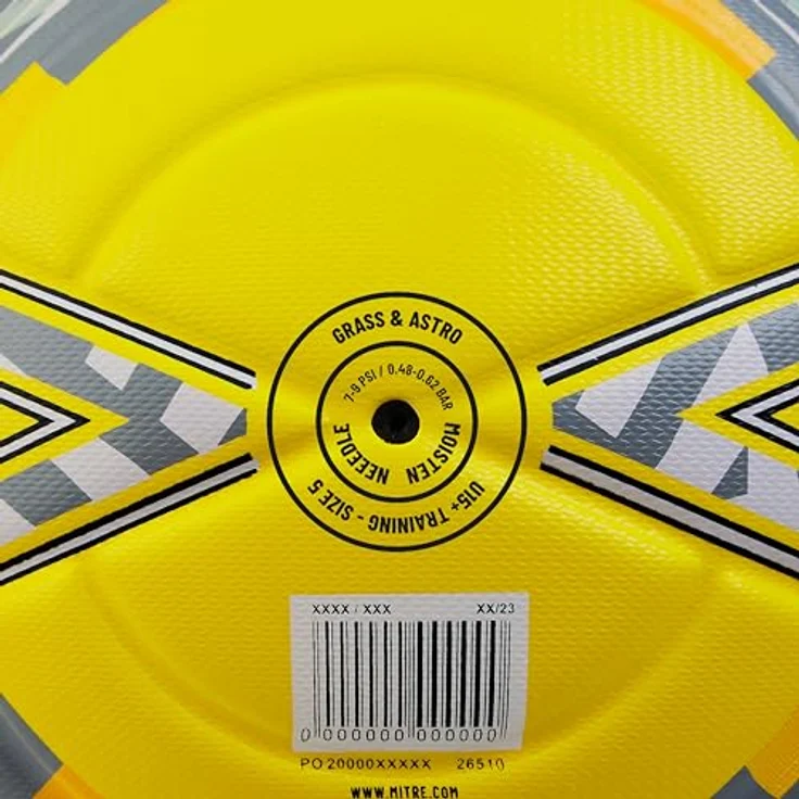 Mitre Impel Evo Fußball | strapazierfähiger Trainingsball mit Hyperseam-Technologie | Fluo-Gelb/Schwarz/Kreisgrau, Größe 4 – Bild 3