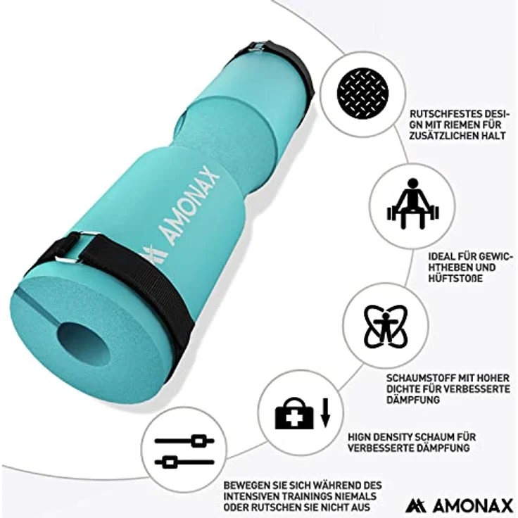 Amonax langhantel polster, extra dicke nackenpolster langhantel- Barbell Pad nackenschutz für hip thrust und squat, und andere Übungen, Fitness, Krafttraining für Männer und Frauen (Türkis) – Bild 5