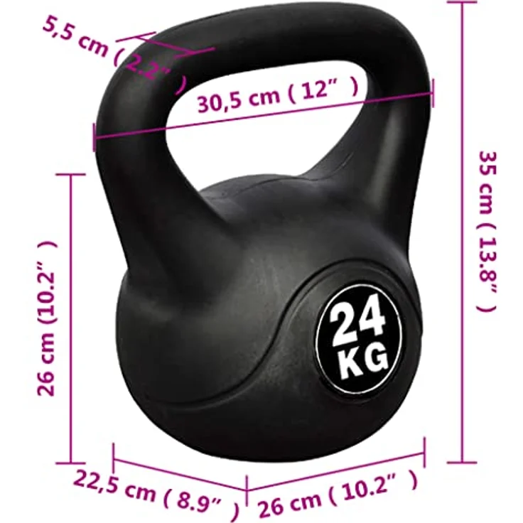 vidaXL Kettlebell Kugelhantel 24kg, Bodenschonende Profi-Hantel aus Kunststoff – Bild 4