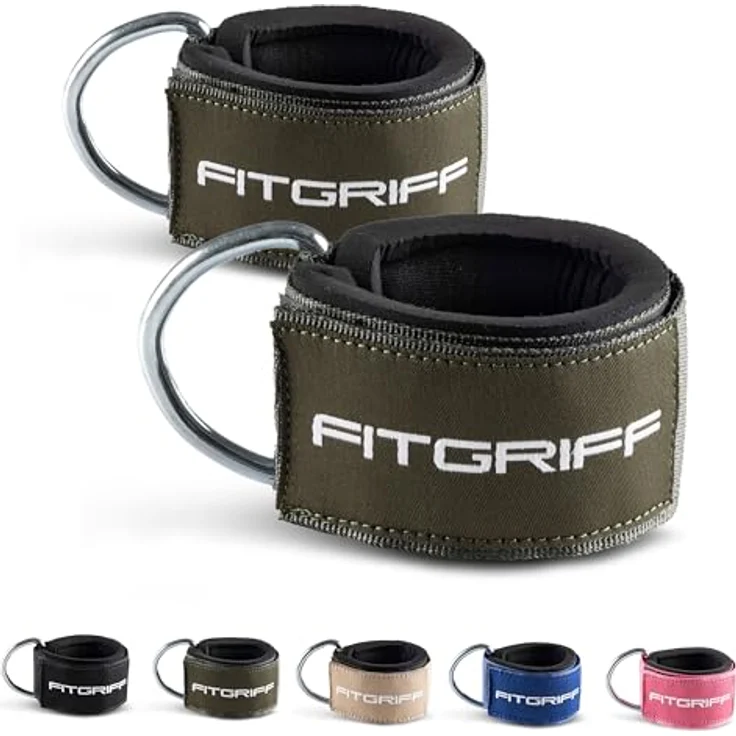 Fitgriff Komfort Fußschlaufen (2Stück) - für Fitness Training am Kabelzug - Fußfesseln für Damen und Herren (Dark Green) - Preisvergleich – Bild 1