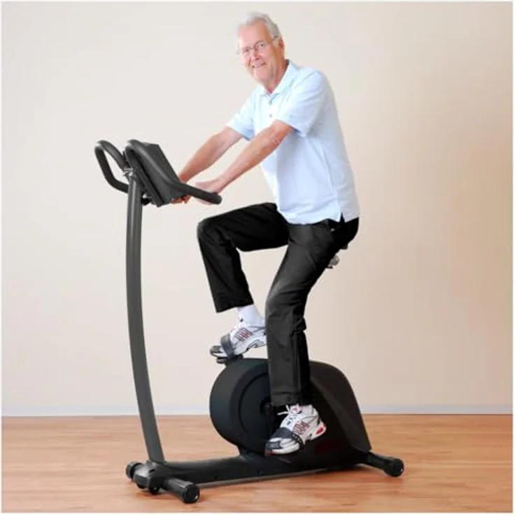 Ergo Fit Ergometer Cycle 400 Home, Fahrradergometer mit extra breitem Durchstieg und pulsgesteuerten Trainingsprogrammen, schwarz – Bild 3