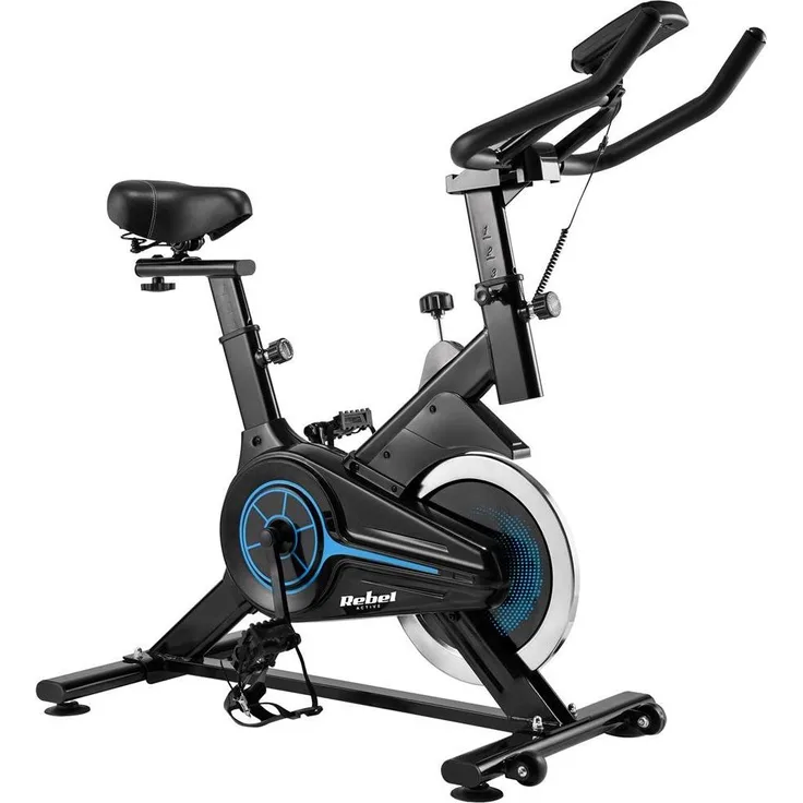 Rebel Active RBA-1016, Hometrainer mit 4 kg Schwungscheibe, verstellbarem Sattel und Lenkern, LCD-Display, Herzfrequenzsensoren