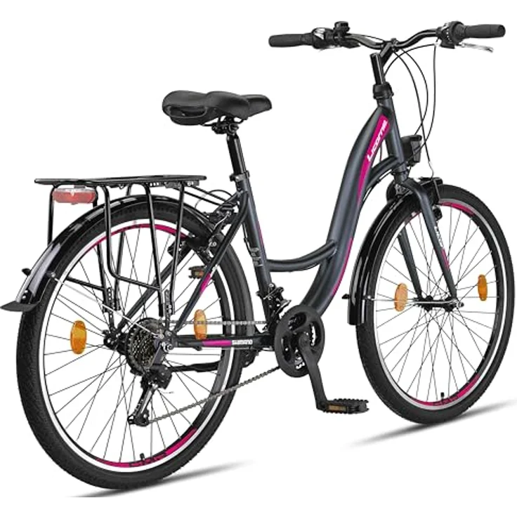 Licorne Bike Stella Premium City Bike 26 Zoll - 21 Gang-Schaltung - Hollandfahrrad Citybike in Anthrazit – Bild 5
