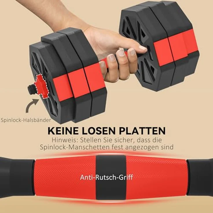 SPORTNOW 4-in-1 Hantelset, verstellbar bis 25 kg, mit Verbindungsrohr und Sternverschlüssen für Krafttraining zuhause – Bild 5