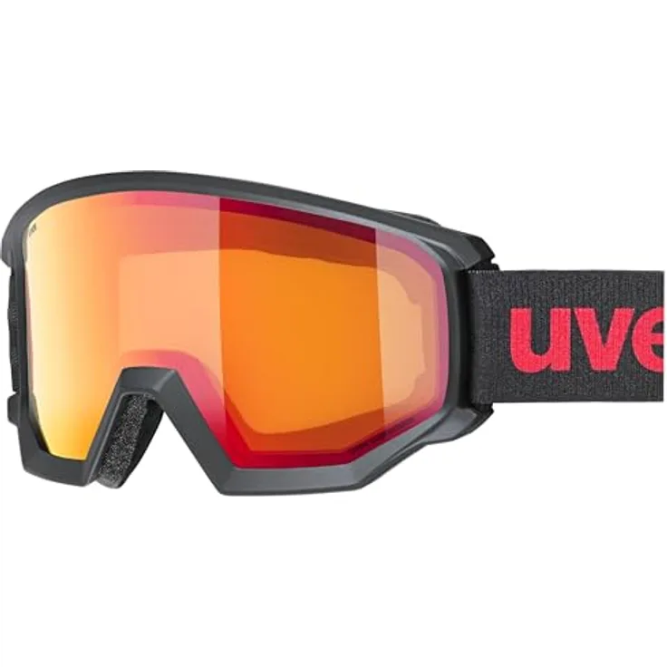 uvex athletic FM, Skibrille mit Visier, beschlagfrei, für Damen und Herren, zylindrische Doppelscheibe, black matt, one size