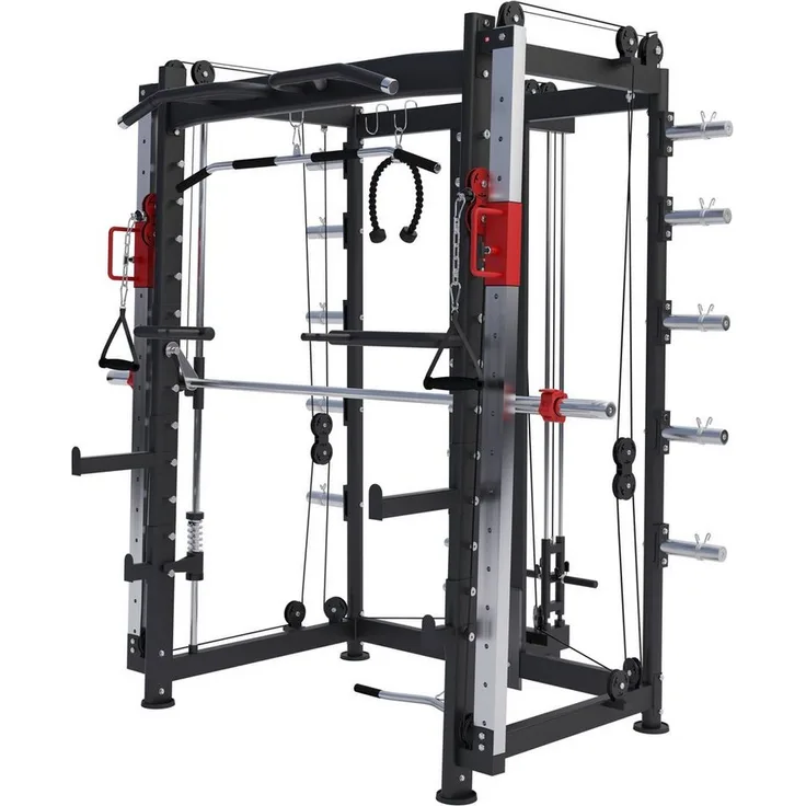 GORILLA SPORTS Kraftstation Power Rack Smith Machine - Multifunktionales Heimfitnessgerät, hohe Belastbarkeit, robustes Design, schwarz