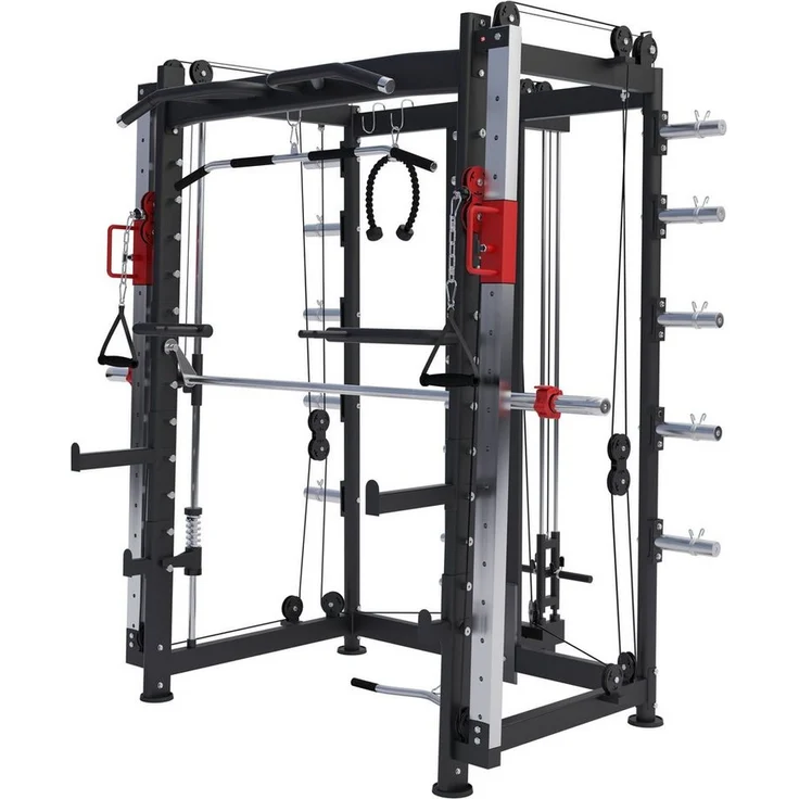 GORILLA SPORTS Kraftstation Power Rack Smith Machine - Multifunktionales Heimfitnessgerät, hohe Belastbarkeit, robustes Design, schwarz
