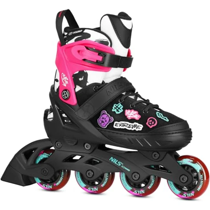 Nils Camp Inliner VERSTELLBAR, ABEC-5 Kugellager Inline-Skates für Kinder & Jugendliche, Pink, Größe 37-40 – Bild 1