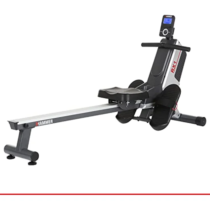 HAMMER Rudergerät RX1 für zu Hause - klappbare Rudermaschine mit Magnetbremssystem, kugelgelagertem Sitz, bis 120 kg Nutzergewicht & integriertem Pulsempfänger für Brustgurte – Bild 1