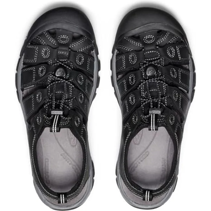 KEEN Newport Herren Wandersandalen, wasserdichtes Leder, anatomisches Fußbett, Black/Steel Grey, Größe 44 – Bild 5