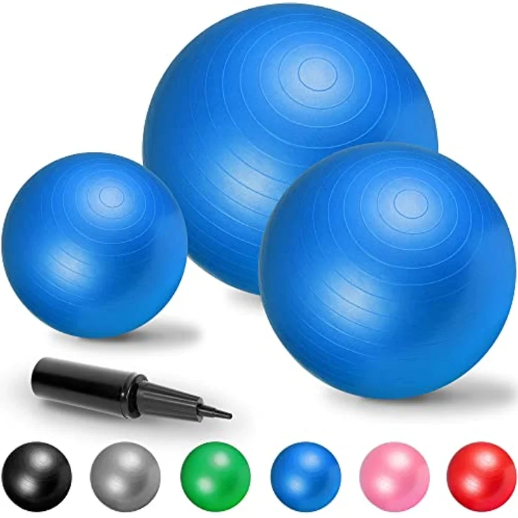 GORILLA SPORTS® Gymnastikball - inkl. Luftpumpe, 55cm, 65cm oder 75cm, bis 500kg Belastbar, Anti-Burst, rutschfest, Farbwahl - Sitzball Büro, Yoga Ball, Balance Ball, Fitnessball, Trainingsball – Bild 1