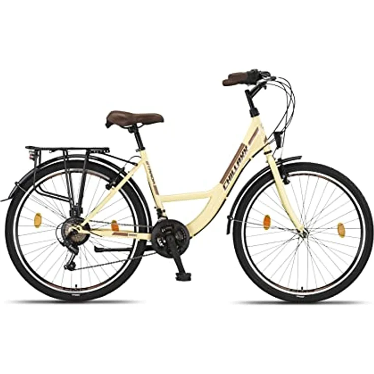 Chillaxx Bike Strada Premium City Bike 26 Zoll Beige V-Bremse - 21 Gang-Schaltung Hollandfahrrad Citybike – Bild 2