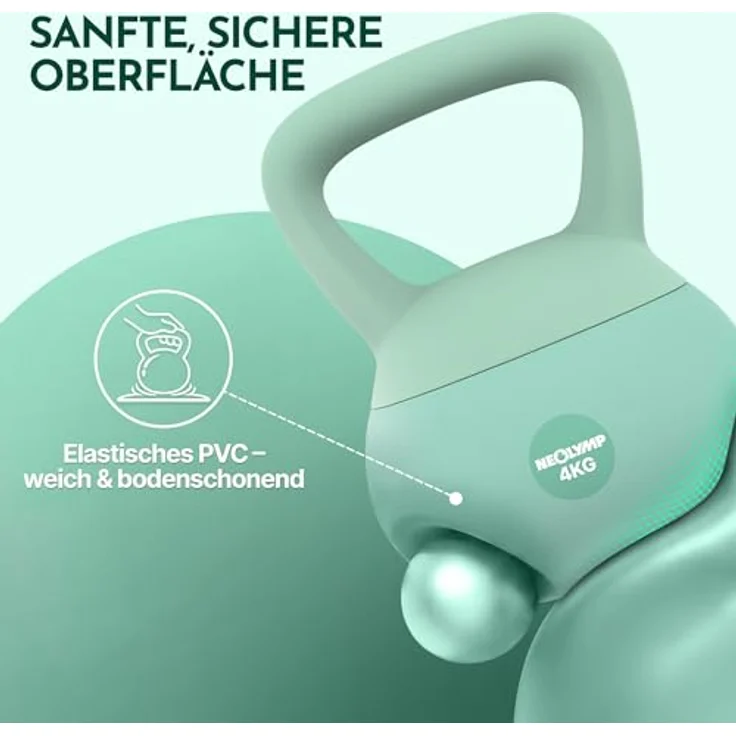 NEOLYMP Soft Kettlebell 2-12 kg, bodenschonende & leise Kugelhantel mit Eisensandfüllung und ergonomischem Softgriff – Bild 5