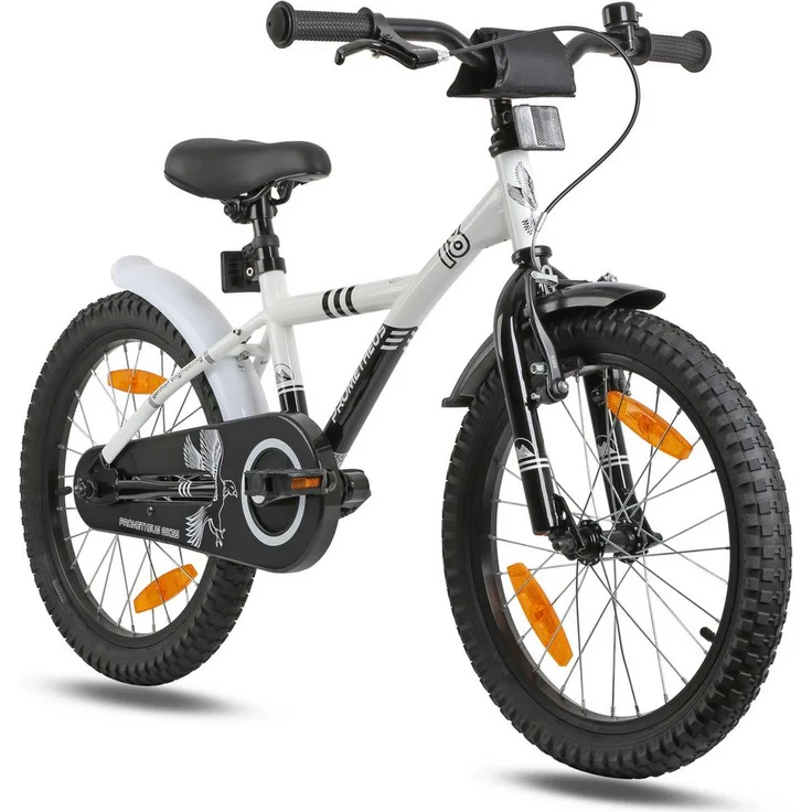 PROMETHEUS BICYCLES HAWK Kinderfahrrad 18 Zoll, 1 Gang, Rücktrittbremse, verstellbar, für Jungen und Mädchen, Sicherheitszubehör, TÜV-zertifiziert