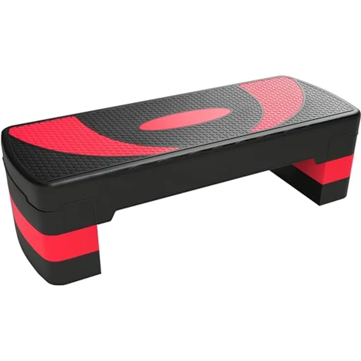 HOMCOM Aerobic-Stepper, höhenverstellbar mit 3 Stufen, Fitness Heimtrainer für Indoor und Outdoor, Schwarz+Rot