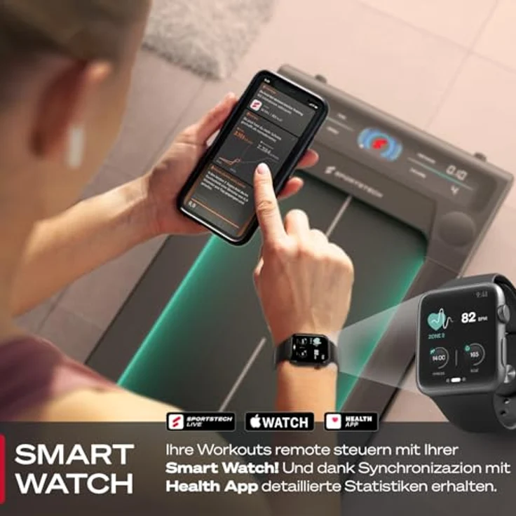 Sportstech sWalk Walking Pad Laufband mit LED - 1-6 km/h Geschwindigkeit, interaktives LCD-Display, App kompatibel - Flexibles Under Desk Schreibtisch Treadmill, Deutsche Qualitätsmarke – Bild 3