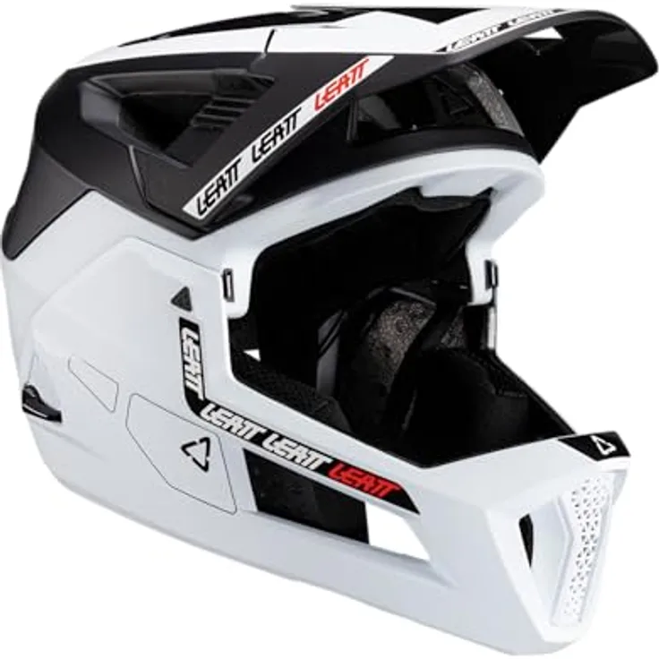 Leatt Helmet MTB Enduro 4.0, Vollgesichtshelm mit abnehmbarem Kinnbügel, weiß, Größe L, 360°-Turbinentechnologie