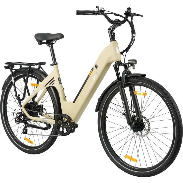 VANKEL E-Bike Cityrad E3-SE, 648Wh Pedelec mit 36V 18 AH, 120 km Reichweite, 7-Gang Shimano Kettenschaltung, Heckmotor, 28 Zoll Aluminiumrahmen