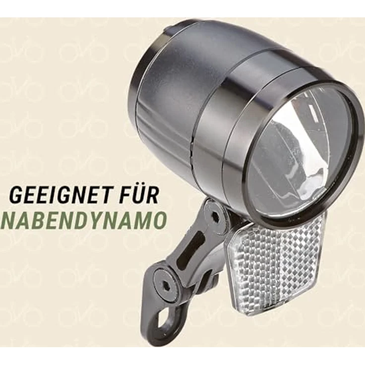 PROPHETE LED-Scheinwerfer 100 Lux, StVZO-zugelassen mit Standlichtfunktion und Sensorautomatik, kompatibel mit Nabendynamo und 6V E-Bike-Akku, abnehmbarer Reflektor – Bild 3