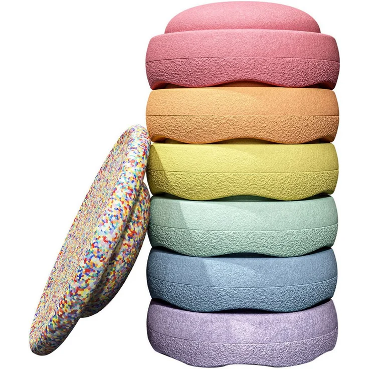 Stapelstein Balancetrainer Stapelstein® Rainbow Set pastel, inklusive Balance Board, fördert spielerisch das Gleichgewicht
