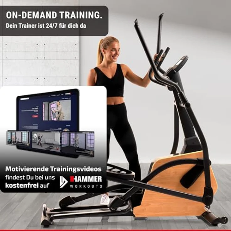HAMMER Ellipsentrainer CrossPace 5.0 NorsK, 3-fache Steigung, 24 Programme, 20 kg Schwungmasse, Kinomap & Zwift – Bild 3