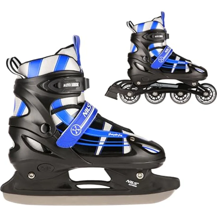 Nils Extreme NH18366A 2in1 Skates Größe: 31-34, Rollschuhe mit hochwertigen Stahlkufen und 3-facher Größenverstellbarkeit, Schwarz – Bild 3