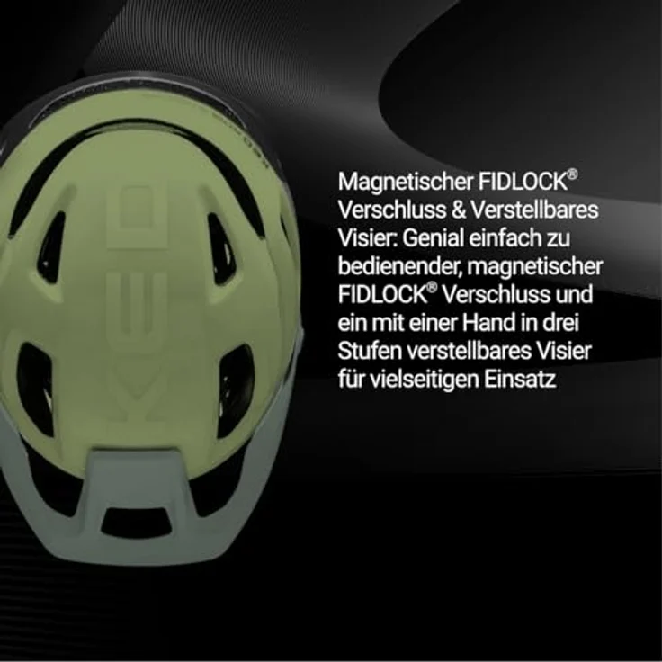 KED Pector ME-1 Mountainbike Helm, NTA 8776, MIPS, BOA Fit System, FIDLOCK, 14 Belüftungsöffnungen, 350g, verstellbares Visier, Olive matt, Größe M (52-58) – Bild 3