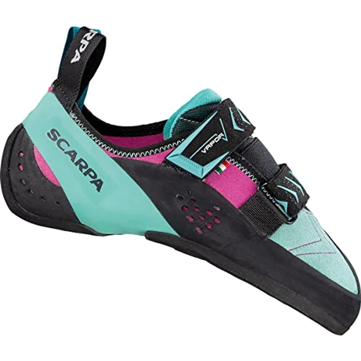 Scarpa Vapor V, Damen Kletterschuhe mit Klettverschluss und abriebfester Gummisohle, Größe 37, Türkis – Bild 2