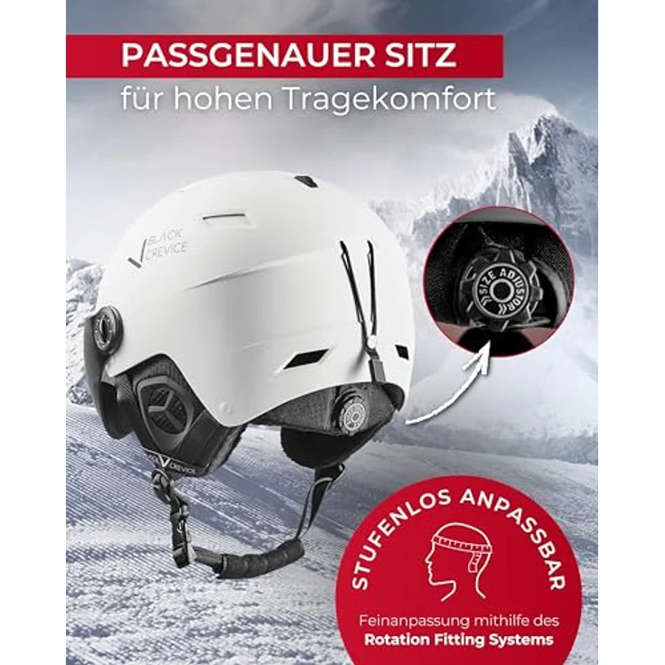 Black Crevice Skihelm Kirchberg mit Visier, weiß, M (54-57cm), atmungsaktiv und schlagfest – Bild 3
