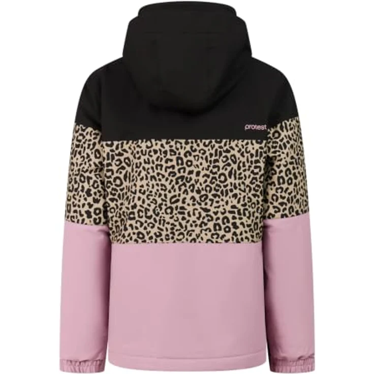PROTEST Prtdeline Jr, Ski- und Snowboardjacke für Mädchen, wind- und wasserdicht, mit Animal-Print, true black, Größe 140 – Bild 5
