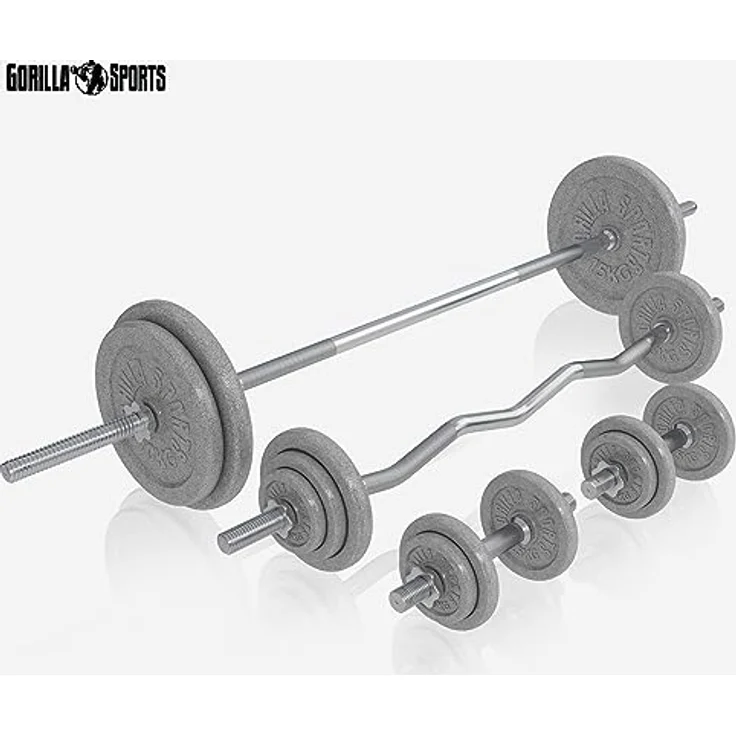 GORILLA SPORTS® Multifunktion Hantelbank - inkl. Hantelset mit 108 kg Gewichten, Verstellbar, mit Langhantel-Ablage, Curlpult, Butterfly, Dip-Station - Trainingsbank, Kraftstation, Schwarz – Bild 3