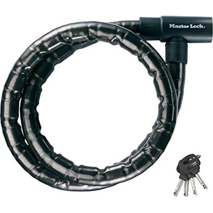 Master Lock PanzR, Veloschloss (120 cm) mit gepanzertem Kabel und Schlüsselschloss, hohe Sicherheit