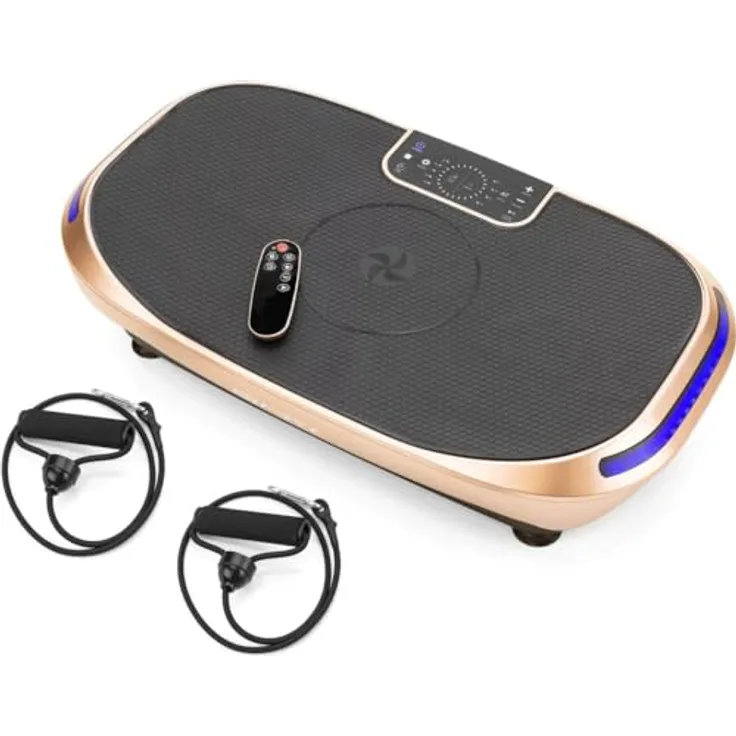 Gymtek Multifunktionale Vibrationsplatte 4D mit Bluetooth und Seitenbeleuchtung – 4 Trainingsprogramme, Rüttelplatte Sport für Zuhause, Vibrationsmatte Ideal für Muskelaufbau und Fettverbrennung