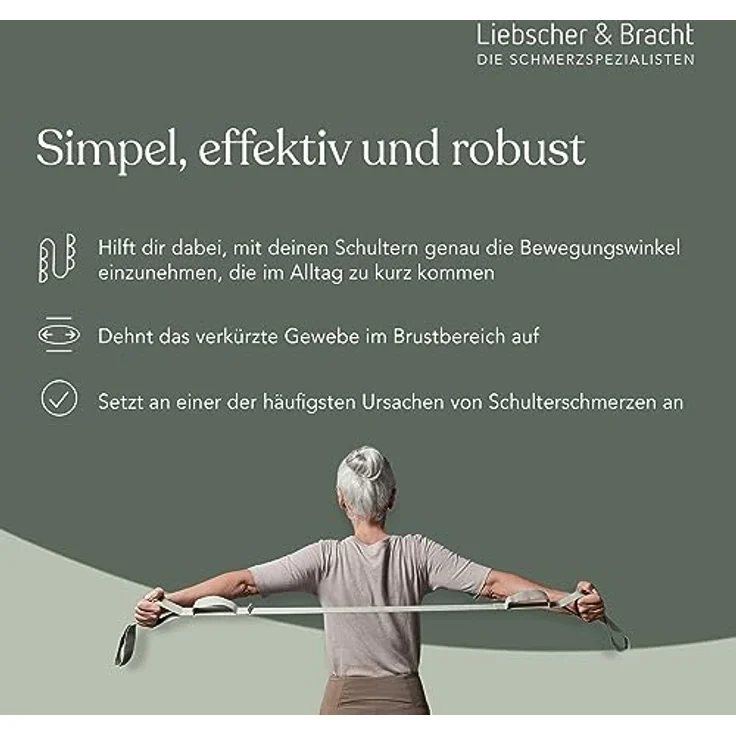 Liebscher & Bracht Original Schulterretter, Dehnungsgurt mit Schlaufen für Schulterschmerzen, 100% Baumwolle, inklusive Übungen in der App, Made in Germany – Bild 1
