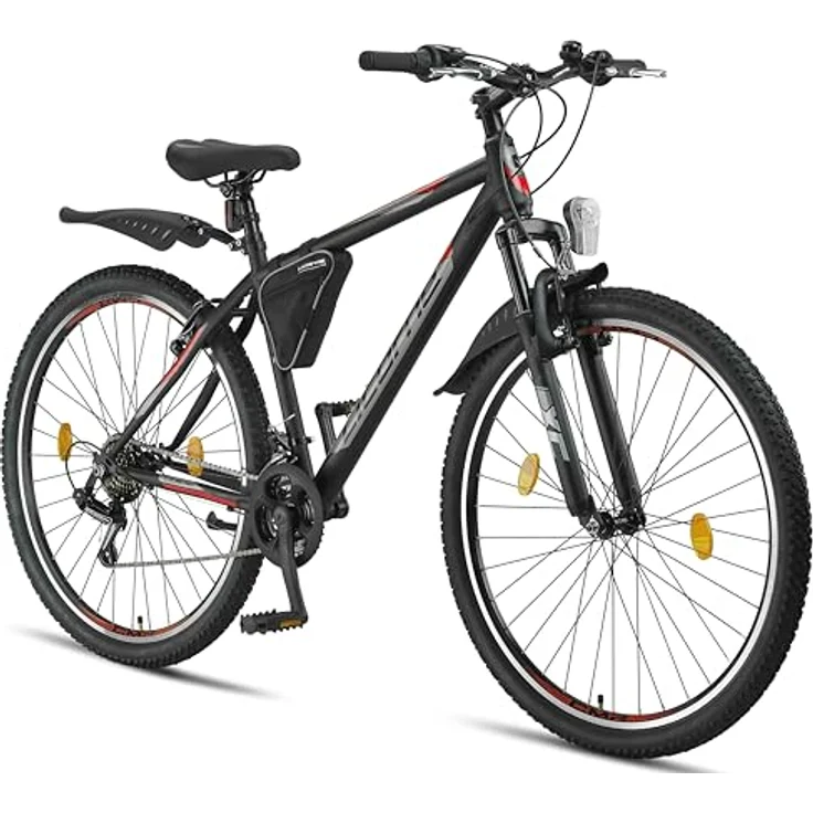 Licorne Bike Guide Premium Mountainbike, 29 Zoll, Schwarz/Rot, hochwertige Kettenschaltung, robustes Design, für Mädchen, Jungen, Herren und Damen – Bild 1