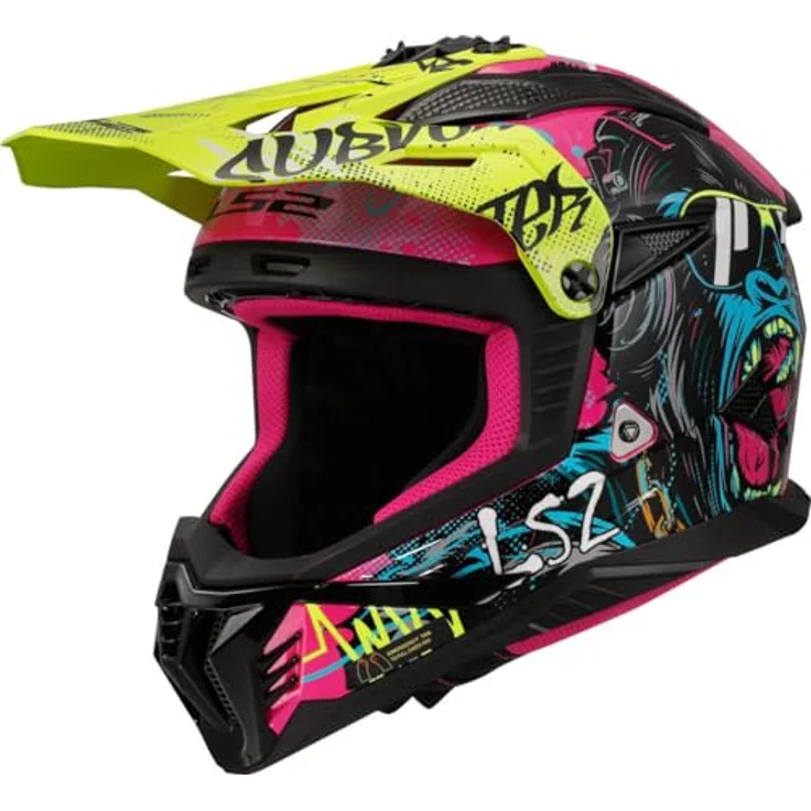LS2 MX708 Fast II Gorilla, Offroad-Motorradhelm mit KPA Aussenschale und optimalem Belüftungssystem, bunt, M (57/58) – Bild 1