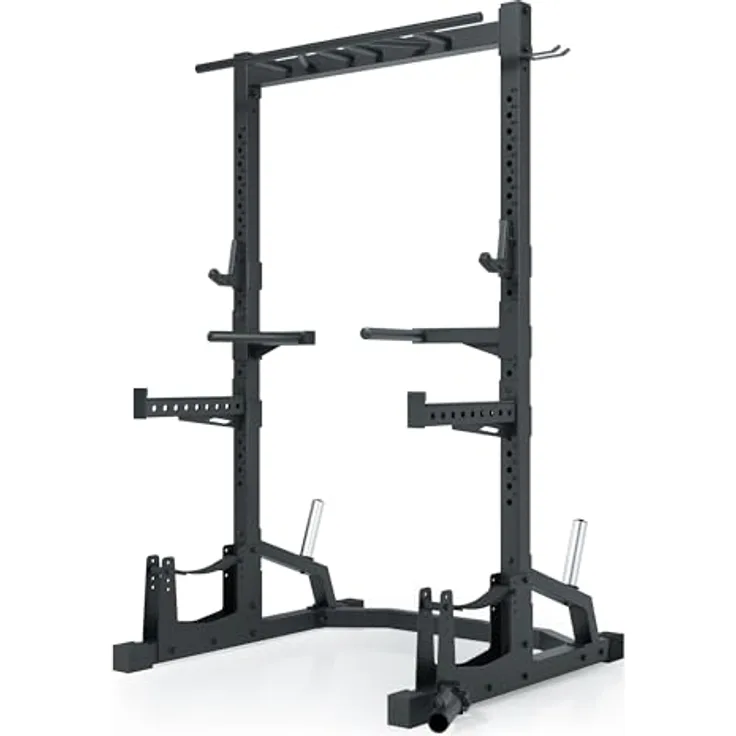 Atletica R7 Half Rack ∣ Stabiles 214 cm hohes Power Rack mit 102 kg Eigengewicht ∣ Professionelle J-Hooks ∣ Deadlift Station ∣ 70 mm Vierkantrohr