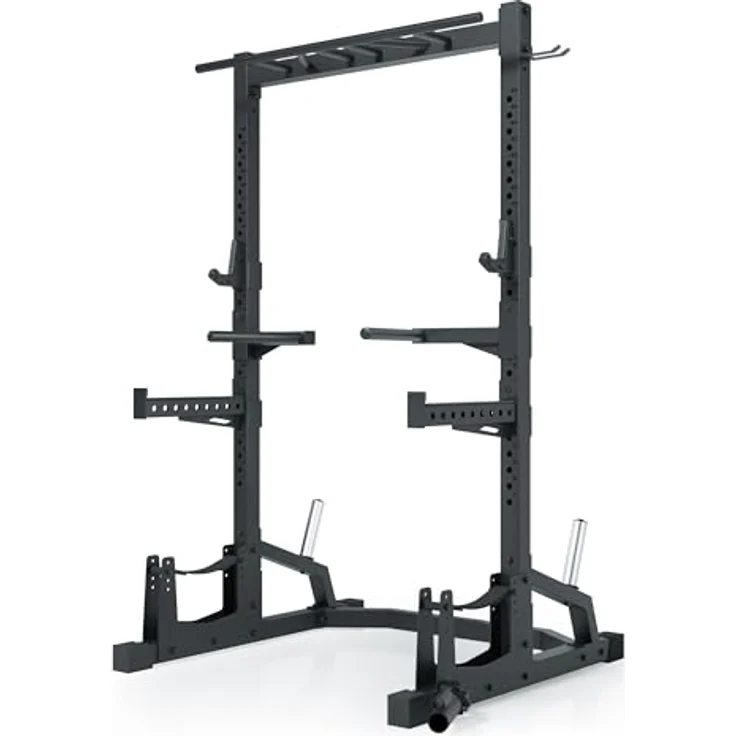 Atletica R7 Half Rack ∣ Stabiles 214 cm hohes Power Rack mit 102 kg Eigengewicht ∣ Professionelle J-Hooks ∣ Deadlift Station ∣ 70 mm Vierkantrohr – Bild 1