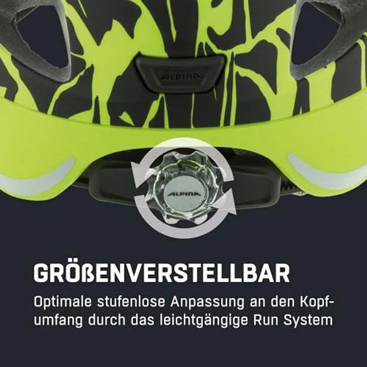 ALPINA Ximo L.E. Fahrradhelm für Kinder, Leicht, Bruchfest, Mit optionalem LED-Licht, Black-neon Sparkle matt, 47-51 cm – Bild 5