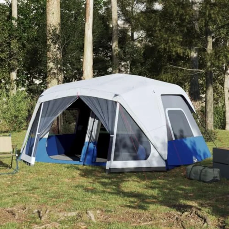 vidaXL Familienzelt, Campingzelt für 10 Personen mit LED-Beleuchtung, wasserdicht und Quick-Release-System, Hellgrün – Bild 2